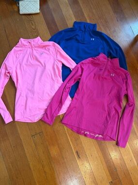 Under Armour Women's Long Sleeve Quarter-Zip Tops - Pink, Magenta, Navy